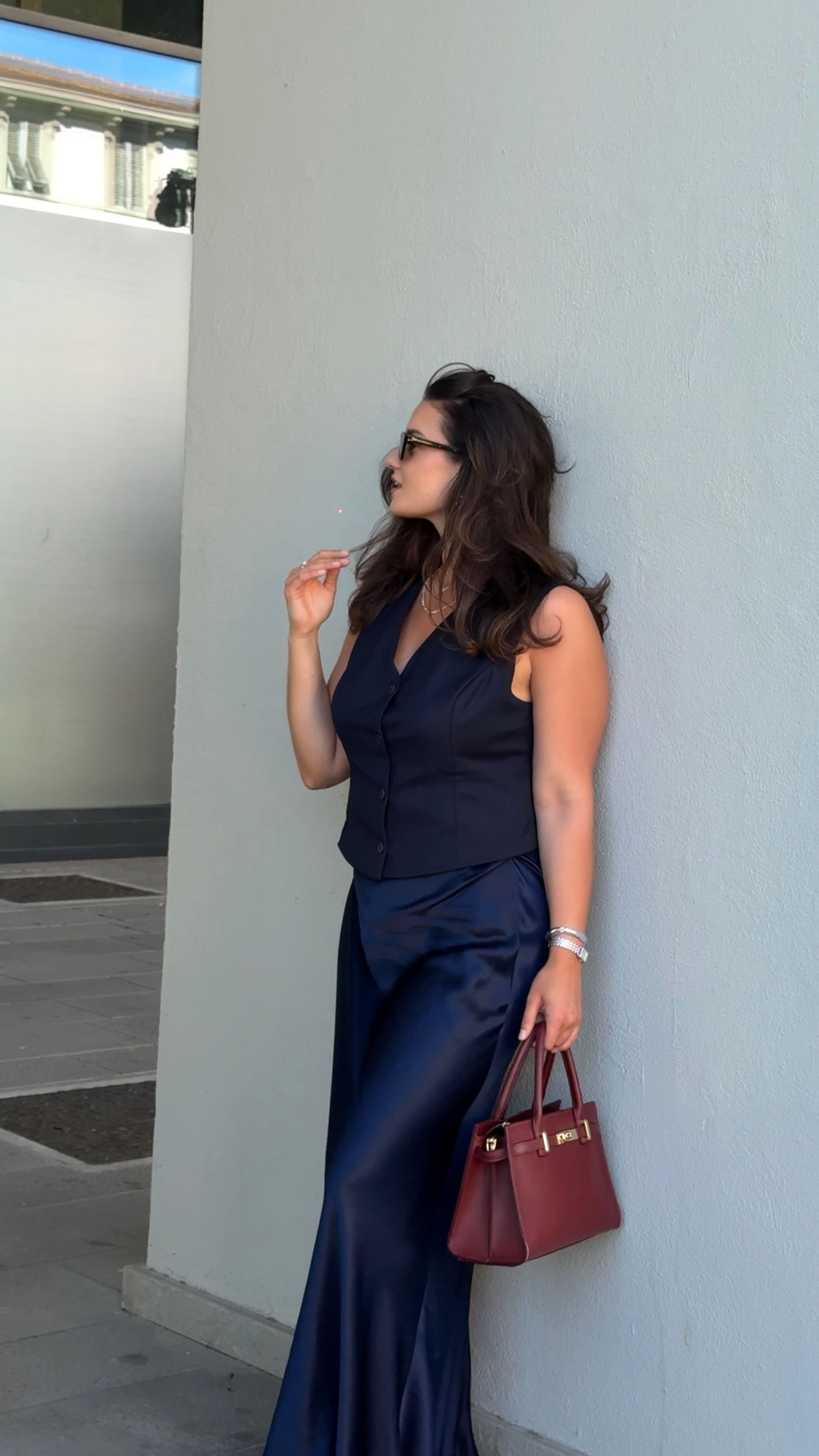 MAXI GONNA IN RASO BLU