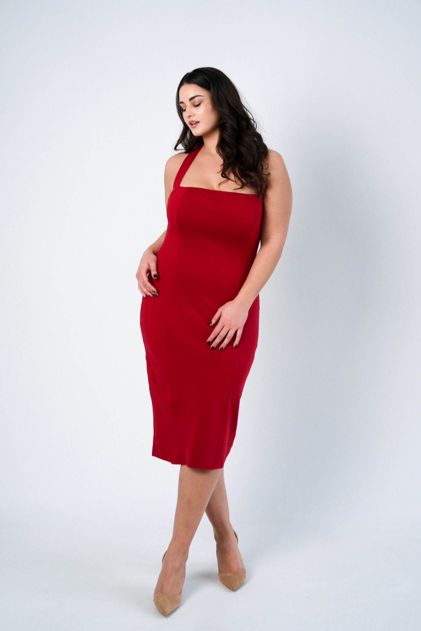 MIDI BORDEAUX DRESS