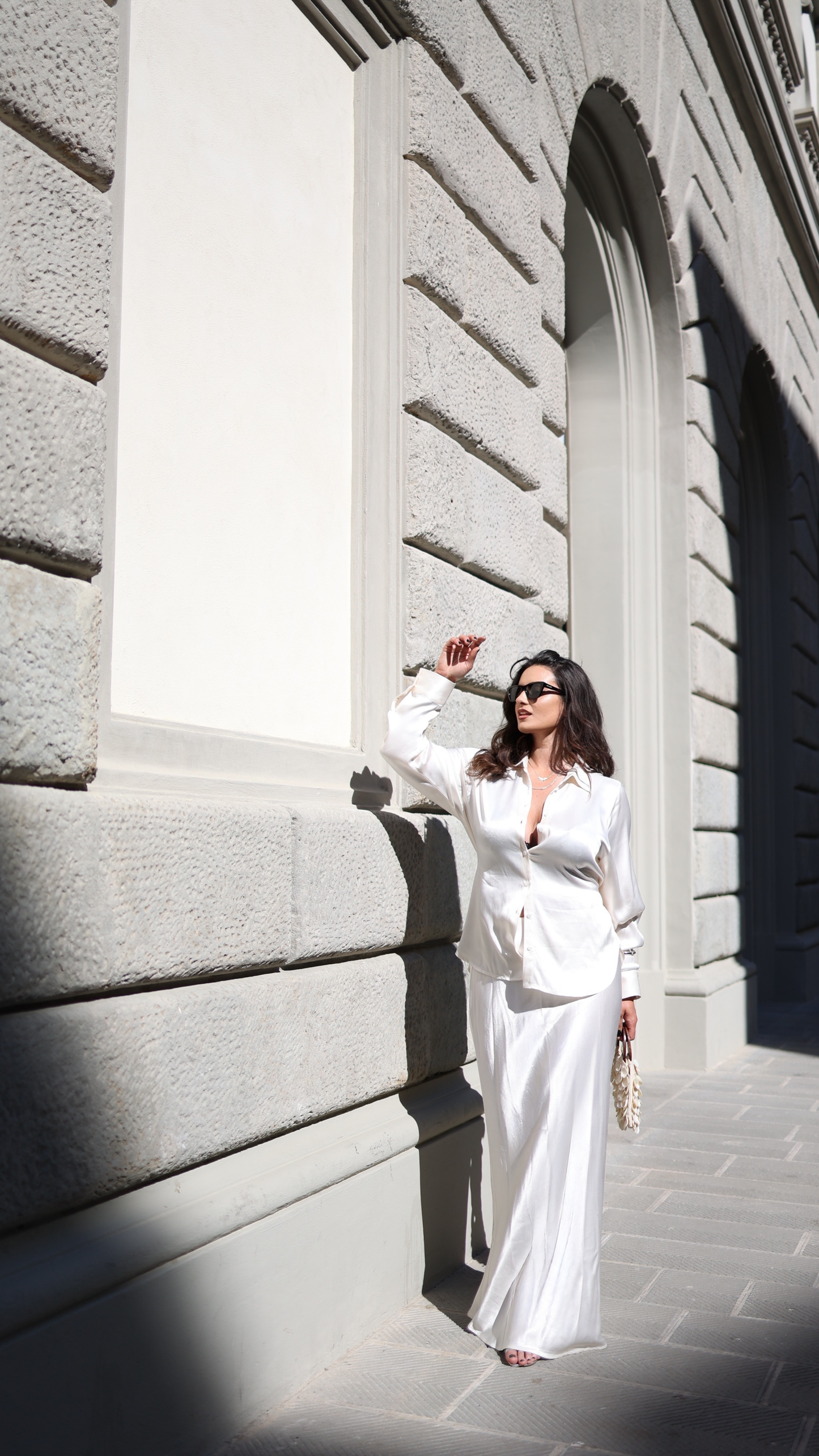 CAMICIA IN RASO AVORIO