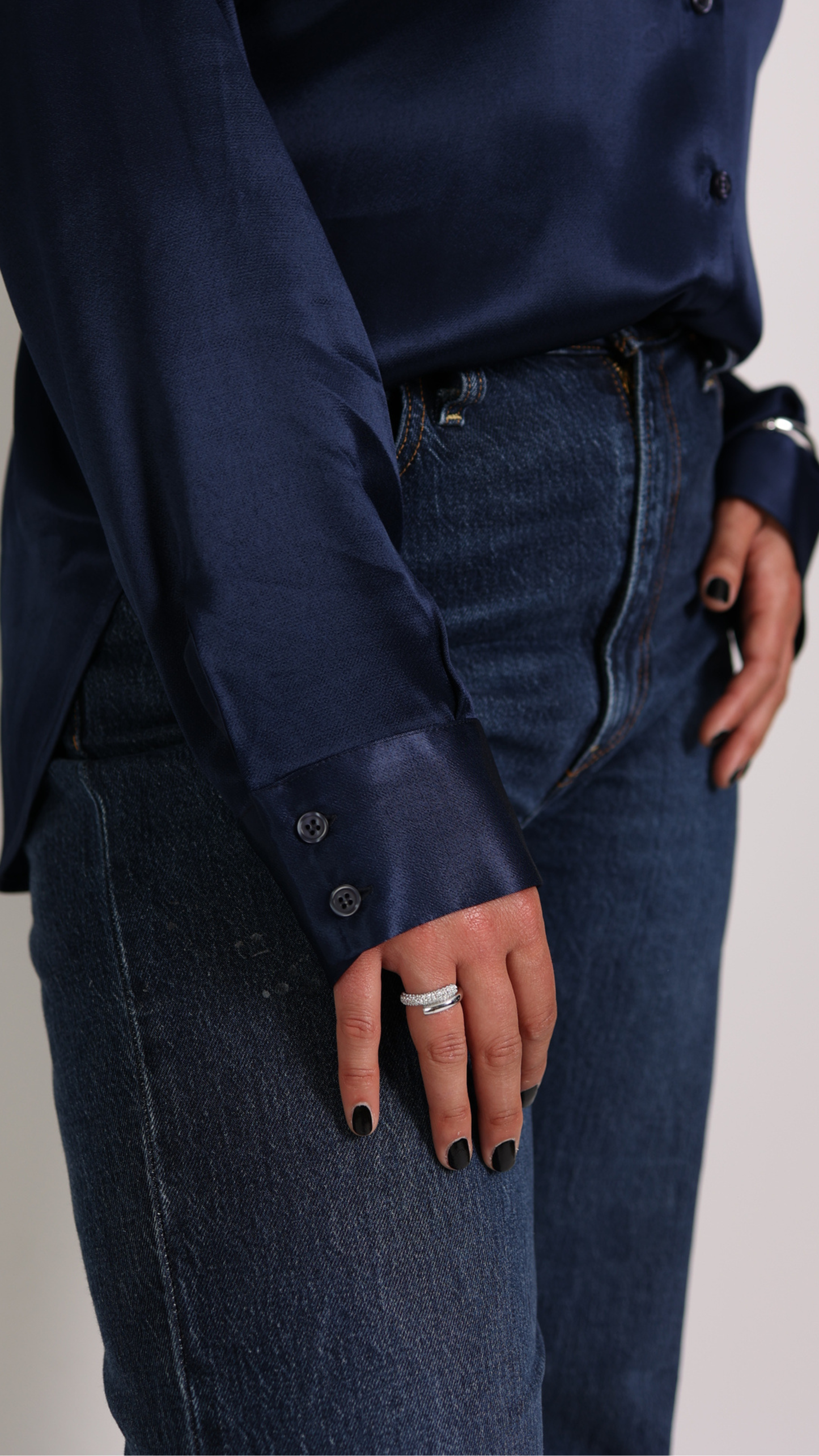 CAMICIA IN RASO BLU