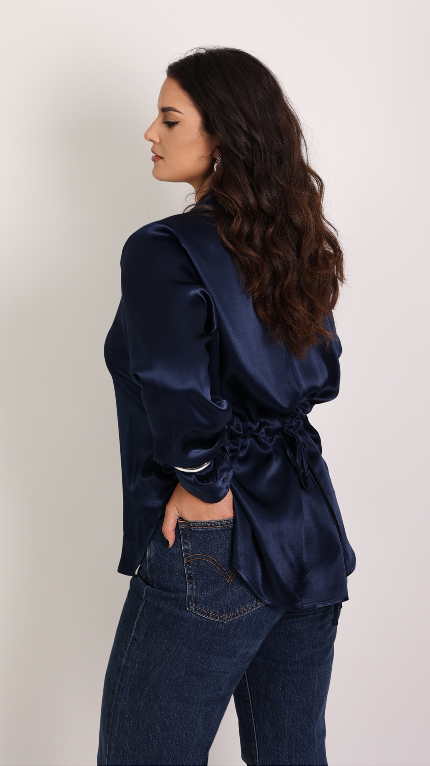 CAMICIA IN RASO BLU
