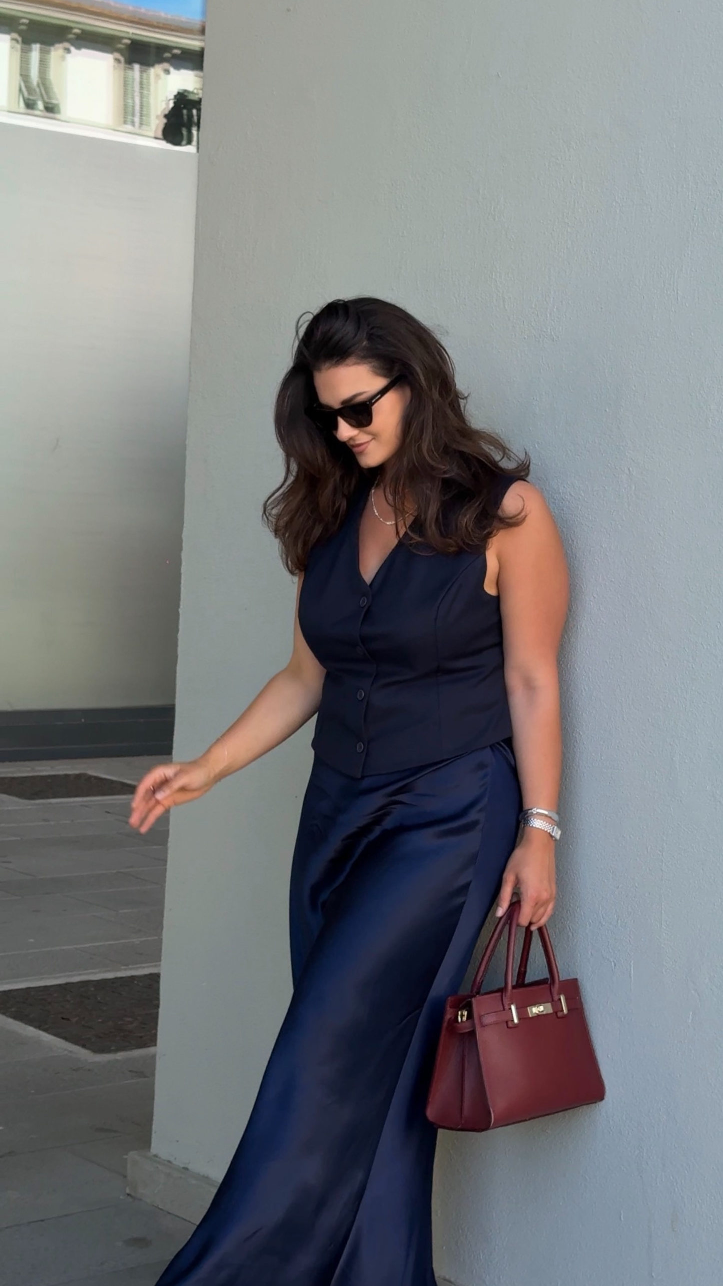 MAXI GONNA IN RASO BLU