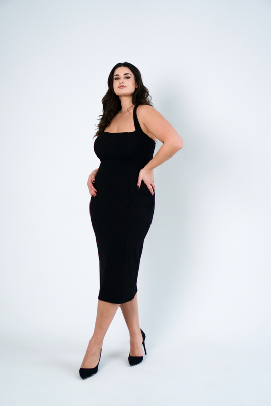 BLACK MIDI DRESS